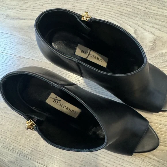 Burberry Black Peep-Toe Ankle Boots - Picture 11 of 11